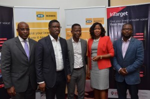 L-R General Manager, Enterprise Marketing, MTN Business, Mr. Ladipo Nylander, CEO, InTarget Mobile Advertising, Mr. Lazarus Muchenje, Ag. Chief Enterprise Solutions Officer, MTN, Mr. 'Tsola Barrow, Mrs. Onyinye Ikenna-Emeka, GM,Enterprise Sales and CEO, Sponge Group, Mr. Dayo Elegbe