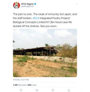 EFCC troll Fayose on Twitter