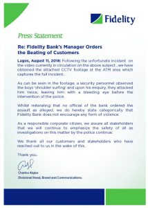 Fidelity response to beating scandal