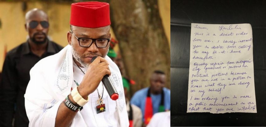 Nnamdi Kanu - handwritten note