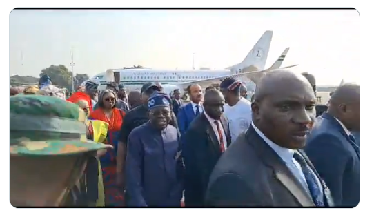 President Bola Tinubu arrives in Lagos